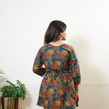 Peplum cotton short kurti -Peacock blue