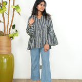 Navy stripes cotton short kurti