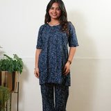 Dark blue button down lounge sleep wear