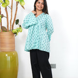 Baby blue cotton short kurti