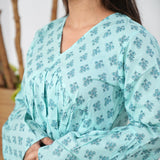 Baby blue cotton short kurti