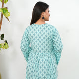 Baby blue cotton short kurti