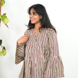 Lavender stripes cotton short kurti