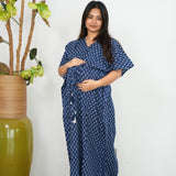 Royal blue cotton maternity nursing kaftan