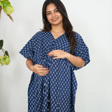 Royal blue cotton maternity nursing kaftan