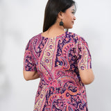 Purple paisley cotton maternity nursing midi dress