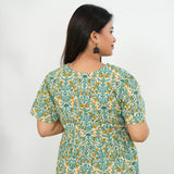 Turquoise cotton maternity nursing midi dress