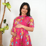 Fuschia cotton maternity nursing wear