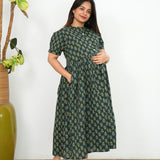 Forest green cotton maternity nursing wear