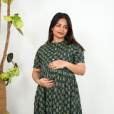 Forest green cotton maternity nursing wear
