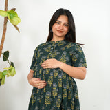 Green cotton maternity nursing wear