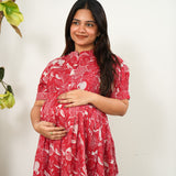 Crimson cotton maternity nursing wear