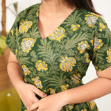Olive green and mustard cotton midi dress