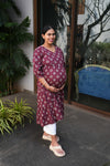 Maroon floral maternity nursing wear