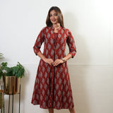 Maroon overcoat cotton midi dress