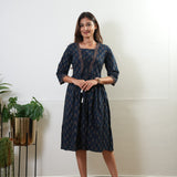 Midnight blue ajrakh cotton dress