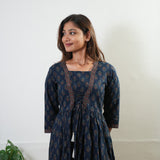 Midnight blue ajrakh cotton dress