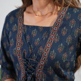 Midnight blue ajrakh cotton dress
