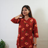 Deep red daisies pure cotton lounge sleep wear