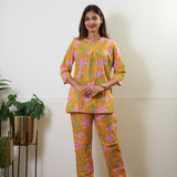 Mustard and pink pure cotton lounge sleep wear