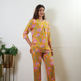Mustard and pink pure cotton lounge sleep wear