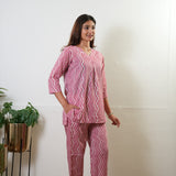 Pink zig zag pure cotton lounge sleep wear