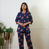 Royal blue daisies pure cotton lounge sleep wear