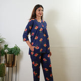 Royal blue daisies pure cotton lounge sleep wear