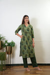 Green tie and dye cotton co-ords set