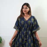 Royal blue pomegranate cotton kaftan