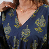 Royal blue pomegranate cotton kaftan