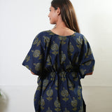 Royal blue pomegranate cotton kaftan