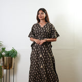 Brown and beige cotton kaftan