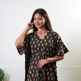 Brown and beige cotton kaftan