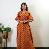 Rust orange tulips cotton kaftan