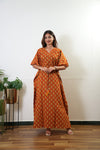Rust orange tulips cotton kaftan