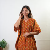 Rust orange tulips cotton kaftan