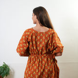 Rust orange tulips cotton kaftan