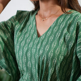 Sage green feathers cotton kaftan