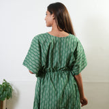 Sage green feathers cotton kaftan