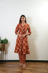Tangerine floral maternity nursing cotton co-ords set