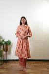 Rust orange tie and dye maternity nursing cotton co-ords set