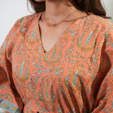 Peach paisley cotton kaftan