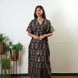 Dark brown paisley cotton kaftan