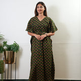 Olive and red cotton kaftan