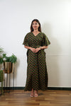 Olive and red cotton kaftan