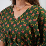Olive and red cotton kaftan