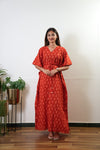 Tangerine tie and dye cotton kaftan
