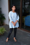 Baby blue peplum cotton short kurti