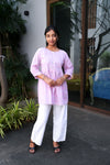 Lavender peplum cotton short kurti